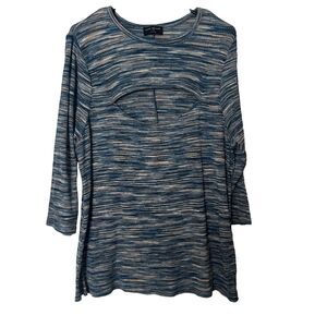 Lane Bryant Brindle Cut Out Blouse Top Women's 22/24 Long Sleeve Blue
